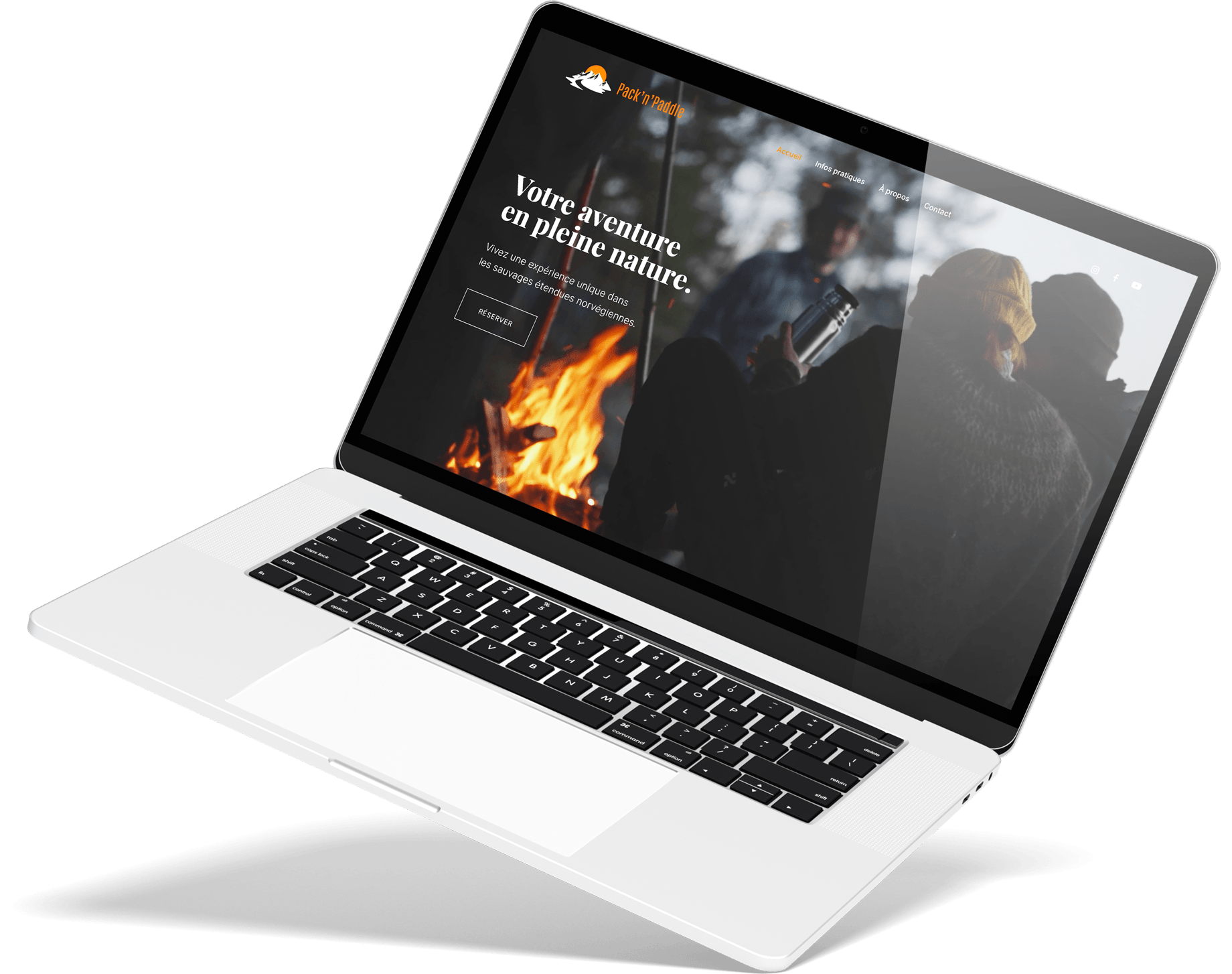 Laptop page accueil Pack'n'Paddle